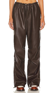 AFRM Faux Leather Frankie Parachute Pants in Chocolate
