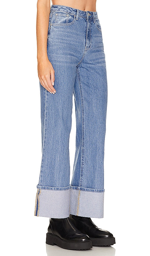 AFRM Kendall Cuff Hem Wide Leg in Blue