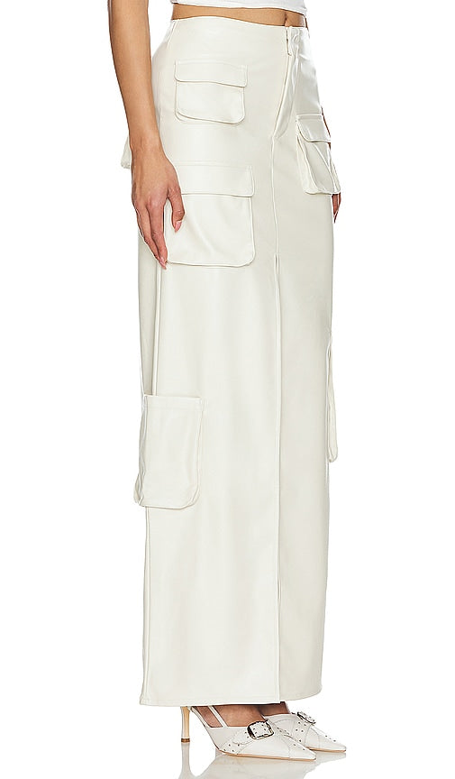 AFRM Nova Faux Leather Skirt in Ivory