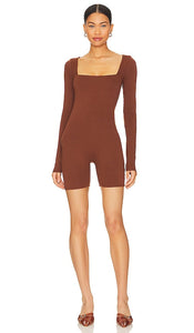 AFRM X Revolve Essential Alani Romper in Cognac