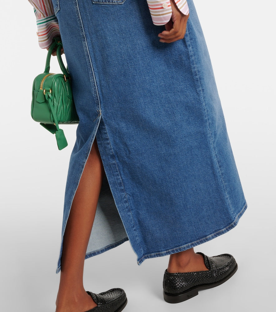 AG Jeans High-rise denim midi skirt