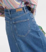 AG Jeans High-rise denim midi skirt