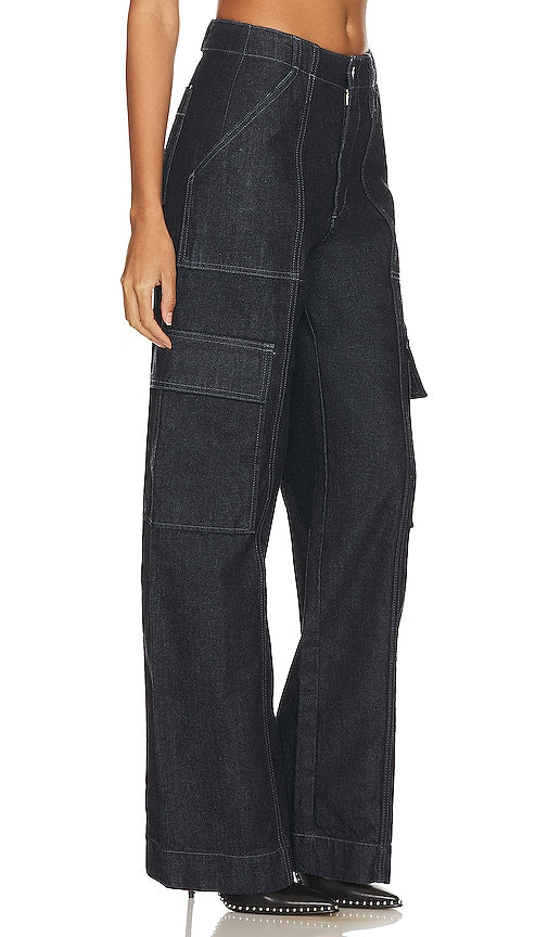 AG Jeans x Emrata Amia Wide Leg Jean in Blue