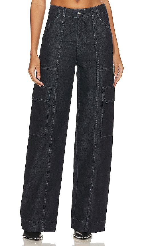 AG Jeans x Emrata Amia Wide Leg Jean in Blue - AG Jeans x Emrata Amia - Jean large - Bleu - AG Jeans x Emrata Amia 蓝色阔腿牛仔裤 - AG Jeans x Emrata Amia Jeans mit weitem Bein in Blau - AG Jeans x Emrata Amia 와이드 레그 진 블루 색상 - Jeans AG Jeans x Emrata Amia a gamba larga in blu