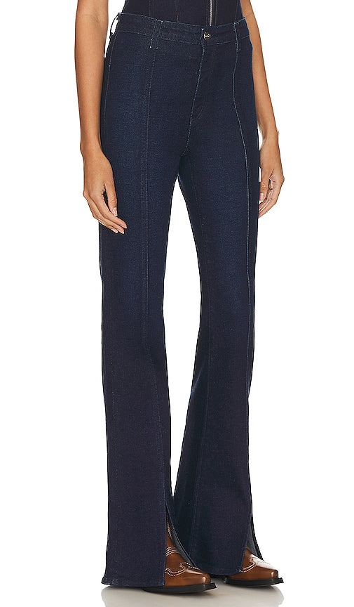 AG Jeans x Emrata Anisten Flare Jean in Blue