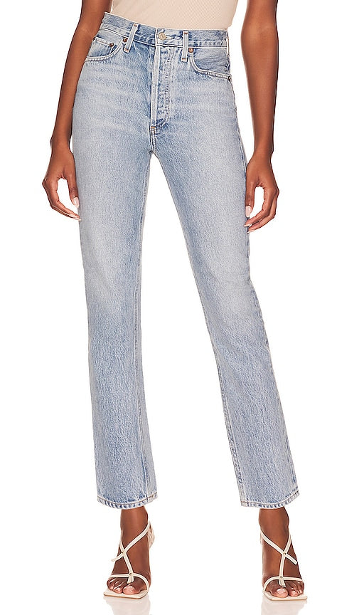 AGOLDE Riley High Rise Straight Crop in Blue - AGOLDE Riley Crop court droit taille haute en bleu - AGOLDE Riley 蓝色高腰直筒九分裤 - AGOLDE Riley High Rise Straight Crop in Blau - AGOLDE Riley 하이라이즈 스트레이트 크롭 블루 색상 - AGOLDE Riley Crop dritto a vita alta in blu