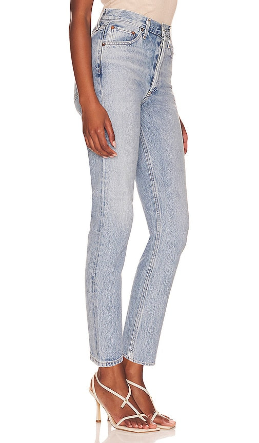 AGOLDE Riley High Rise Straight Crop in Blue