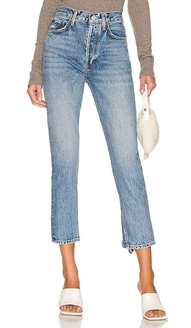 AGOLDE Riley High Rise Straight Crop in Blue - AGOLDE Riley Crop court droit taille haute en bleu - AGOLDE Riley 蓝色高腰直筒九分裤 - AGOLDE Riley High Rise Straight Crop in Blau - AGOLDE Riley 하이라이즈 스트레이트 크롭 블루 색상 - AGOLDE Riley Crop dritto a vita alta in blu