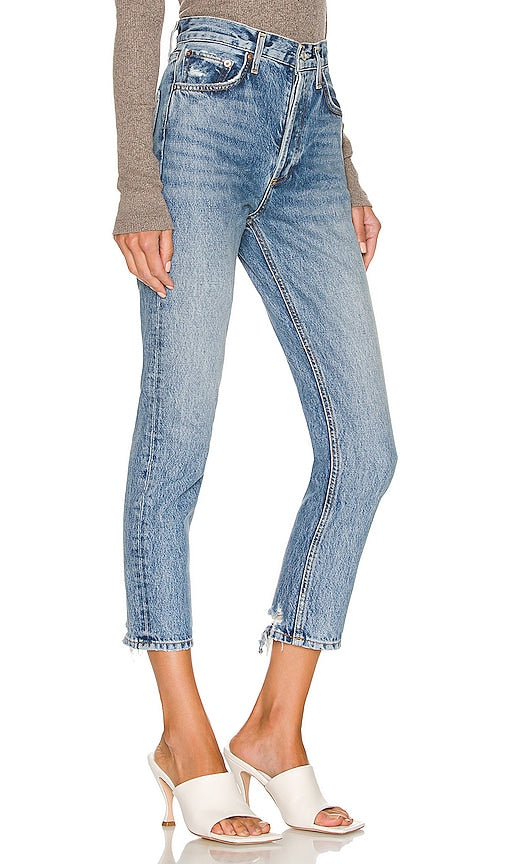 AGOLDE Riley High Rise Straight Crop in Blue