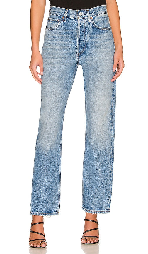 AGOLDE 90's Mid Rise Loose in Blue - AGOLDE Pantalon ample taille mi-haute des années 90 en bleu - AGOLDE 90 年代蓝色中腰宽松宽松上衣 - AGOLDE 90er Mid Rise Loose in Blau - AGOLDE 90's 미드라이즈 루즈 블루 색상 - AGOLDE vita media ampia anni '90 in blu