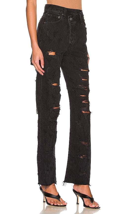 AGOLDE Criss Cross Straight in Black