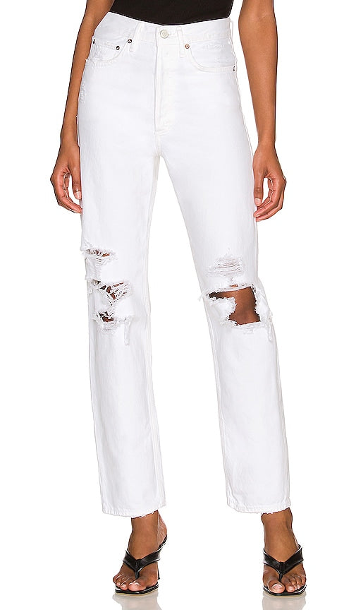 AGOLDE 90's Mid Rise Loose in White - AGOLDE - Pantalon ample taille mi-haute des années 90 en blanc - AGOLDE 90 年代白色中腰宽松宽松上衣 - AGOLDE 90er Mid Rise Loose in Weiß - AGOLDE 90's 미드라이즈 루즈 화이트 색상 - AGOLDE vita media ampia anni '90 in bianco