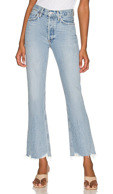 AGOLDE Mid Rise Relaxed Boot in Blue - AGOLDE Botte décontractée taille mi-haute en bleu - AGOLDE 蓝色中腰休闲靴 - AGOLDE Mid Rise Relaxed Boot in Blau - AGOLDE 미드 라이즈 릴렉스 부츠 블루 색상 - Stivale rilassato AGOLDE a vita media in blu