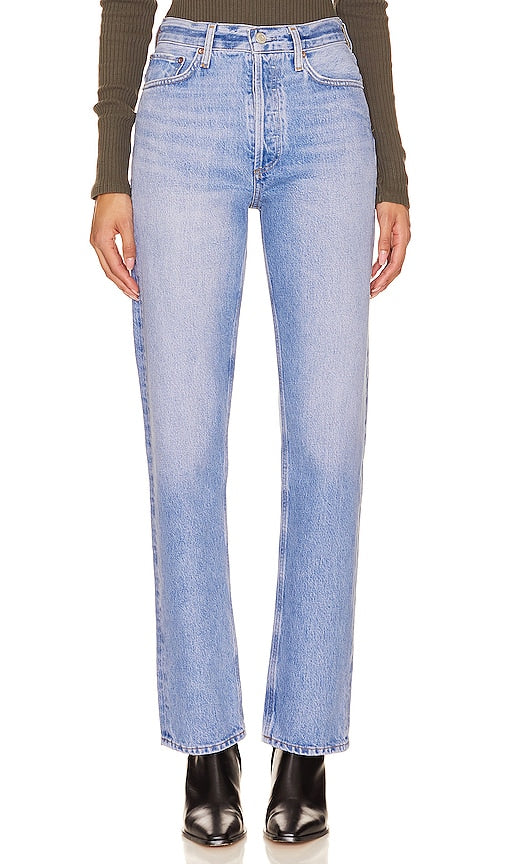 AGOLDE 90's Pinch Waist Straight in Blue - AGOLDE Coupe droite pincée à la taille des années 90 en bleu - AGOLDE 90 年代蓝色收腰直筒裤 - AGOLDE 90er Pinch Waist Straight in Blau - AGOLDE 90's 핀치 웨이스트 스트레이트 블루 색상 - AGOLDE anni '90 pizzico in vita dritto in blu