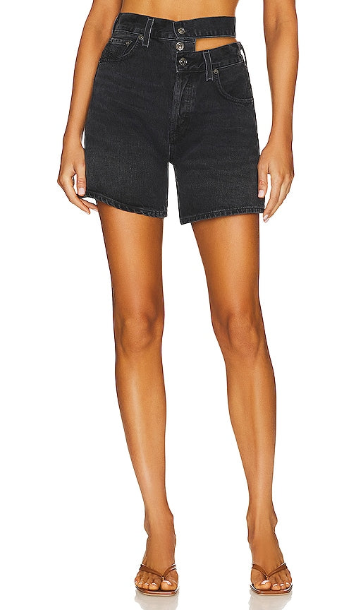 AGOLDE Broken Waistband Short in Black - AGOLDE Short à Taille Cassée en Noir - AGOLDE 黑色碎腰带短裤 - AGOLDE Shorts mit gebrochenem Bund in Schwarz - AGOLDE 브로큰 웨이스트밴드 쇼트블랙 색상 - AGOLDE Pantaloncini con cintura rotta in nero