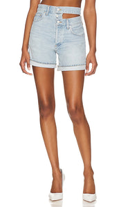 AGOLDE Broken Waistband Short in Denim-Light