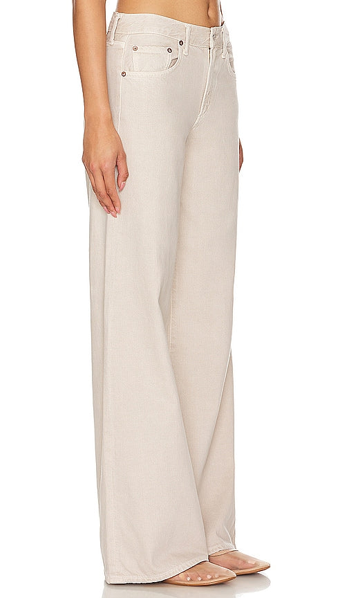 AGOLDE Clara Low Rise Baggy Flare in Light Grey