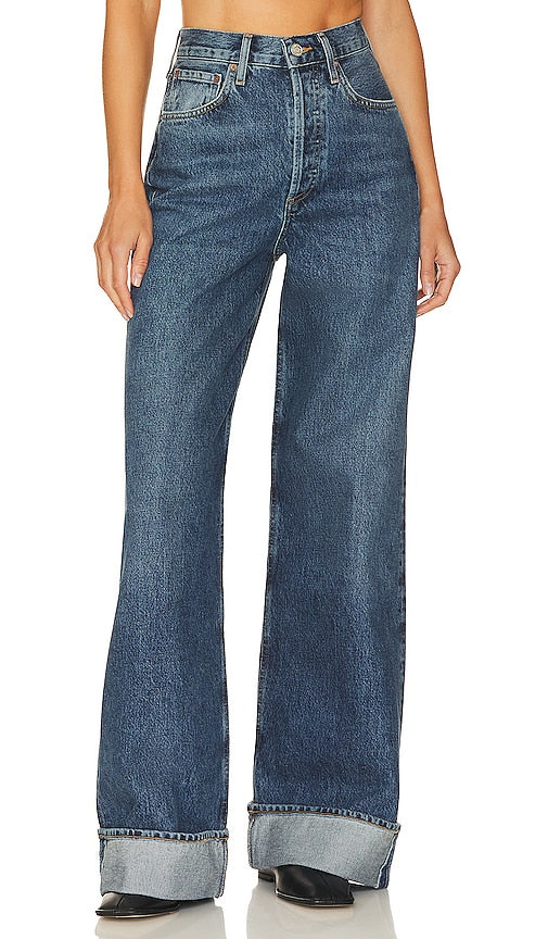 AGOLDE Dame High Rise Wide Leg in Blue - AGOLDE Dame taille haute jambe large en bleu - AGOLDE Dame 蓝色高腰阔腿裤 - AGOLDE Dame High Rise Wide Leg in Blau - AGOLDE Dame 하이 라이즈 와이드 레그 블루 색상 - AGOLDE Dame a vita alta con gamba larga in blu