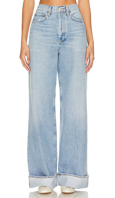 AGOLDE Dame High Rise Wide Leg in Blue - AGOLDE Dame taille haute jambe large en bleu - AGOLDE Dame 蓝色高腰阔腿裤 - AGOLDE Dame High Rise Wide Leg in Blau - AGOLDE Dame 하이 라이즈 와이드 레그 블루 색상 - AGOLDE Dame a vita alta con gamba larga in blu