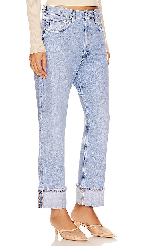 AGOLDE Fran Low Slung Easy Straight in Blue