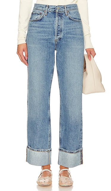 AGOLDE Fran Low Slung Easy Straight in Blue - AGOLDE Fran Low Sling Easy Straight en bleu - AGOLDE Fran 低腰休闲直筒裤（蓝色） - AGOLDE Fran Low Sling Easy Straight in Blau - AGOLDE Fran 로우 슬렁 이지 스트레이트 블루 색상 - AGOLDE Fran Low Slung Easy Straight in blu