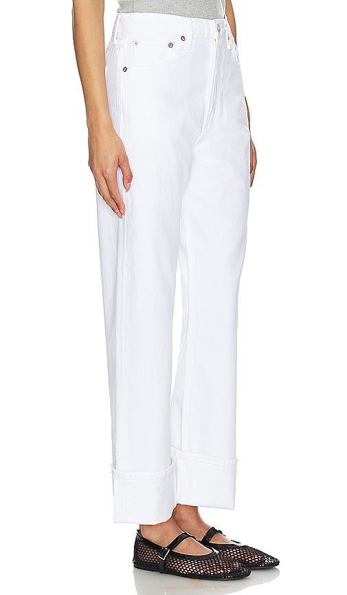 AGOLDE Fran Low Slung Easy Straight in White