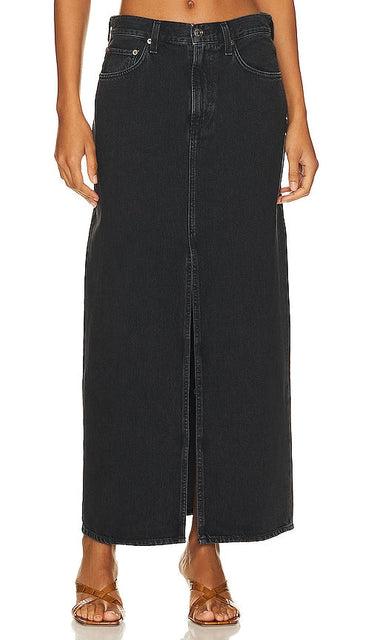 AGOLDE Leif Low Slung Skirt in Black - AGOLDE - Jupe basse Leif en noir - AGOLDE Leif 黑色低吊带半身裙 - AGOLDE Leif Tiefer Rock in Schwarz - AGOLDE 레이프 로우 슬렁 스커트 - Gonna lunga AGOLDE Leif in nero