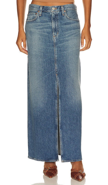 AGOLDE Leif Low Slung Skirt in Blue - AGOLDE - Jupe basse Leif en bleu - AGOLDE Leif 蓝色低吊带半身裙 - AGOLDE Leif Tiefer Rock in Blau - AGOLDE 레이프 로우 슬렁 스커트블루 색상 - Gonna lunga AGOLDE Leif in blu