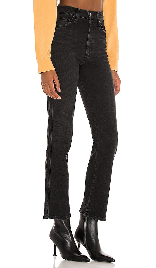 AGOLDE Pinch Waist High Rise Kick Flare in Black
