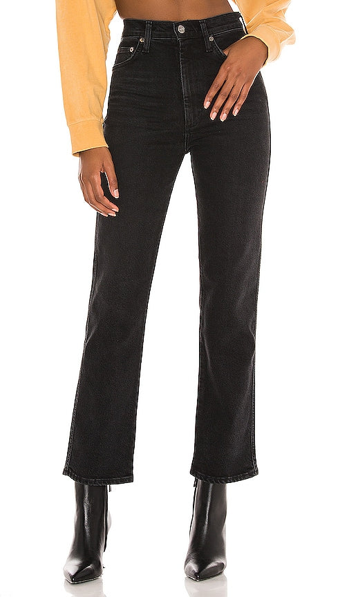 AGOLDE Pinch Waist High Rise Kick Flare in Black - AGOLDE Pantalon évasé taille haute taille pincée en noir - AGOLDE 黑色收腰高腰喇叭喇叭裤 - AGOLDE Pinch Waist High Rise Kick Flare in Schwarz - AGOLDE 핀치 웨이스트 하이라이즈 킥 플레어 블랙 색상 - AGOLDE Svasatura a vita alta con pizzico in nero