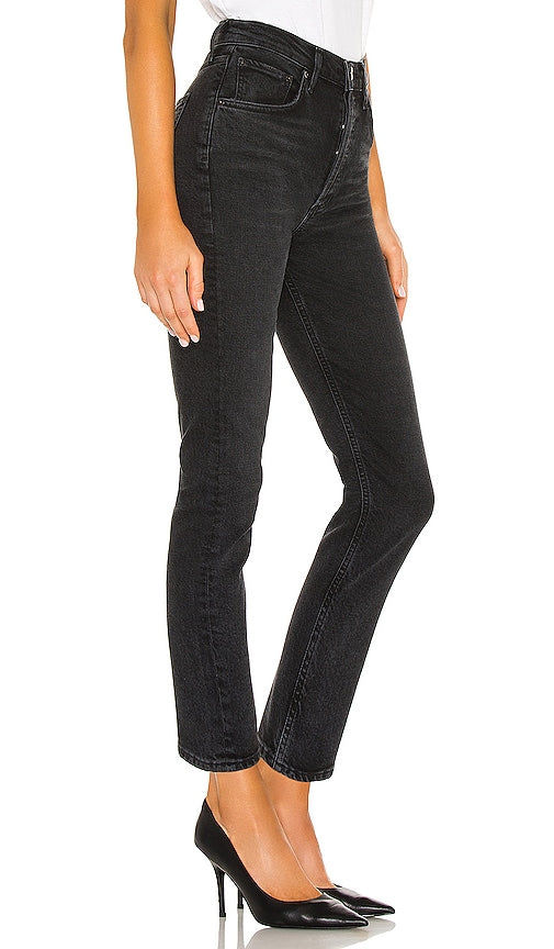 AGOLDE Riley High Rise Straight Crop in Black