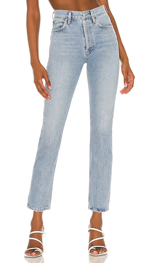 AGOLDE Riley High Rise Straight Crop in Blue - AGOLDE Riley Crop court droit taille haute en bleu - AGOLDE Riley 蓝色高腰直筒九分裤 - AGOLDE Riley High Rise Straight Crop in Blau - AGOLDE Riley 하이라이즈 스트레이트 크롭 블루 색상 - AGOLDE Riley Crop dritto a vita alta in blu