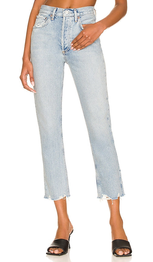 AGOLDE Riley High Rise Straight Crop in Blue - AGOLDE Riley Crop court droit taille haute en bleu - AGOLDE Riley 蓝色高腰直筒九分裤 - AGOLDE Riley High Rise Straight Crop in Blau - AGOLDE Riley 하이라이즈 스트레이트 크롭 블루 색상 - AGOLDE Riley Crop dritto a vita alta in blu