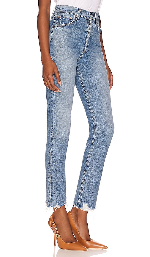 AGOLDE Riley High Rise Straight Crop in Denim-Light