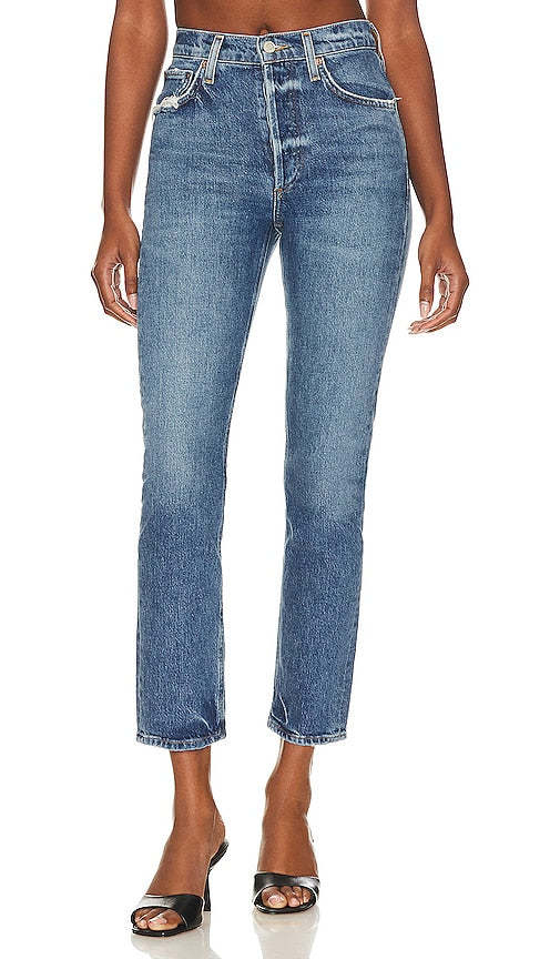 AGOLDE Riley Long High Rise Straight in Blue - AGOLDE Riley longue taille haute droite en bleu - AGOLDE Riley 蓝色长款高腰直筒裤 - AGOLDE Riley Long High Rise Straight in Blau - AGOLDE Riley 롱 하이라이즈 스트레이트 컬러 - AGOLDE Riley Vita alta lunga dritta in blu