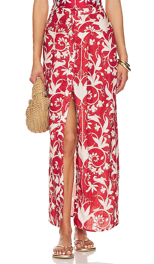 Agua by Agua Bendita Coralina Maiz Skirt in Red
