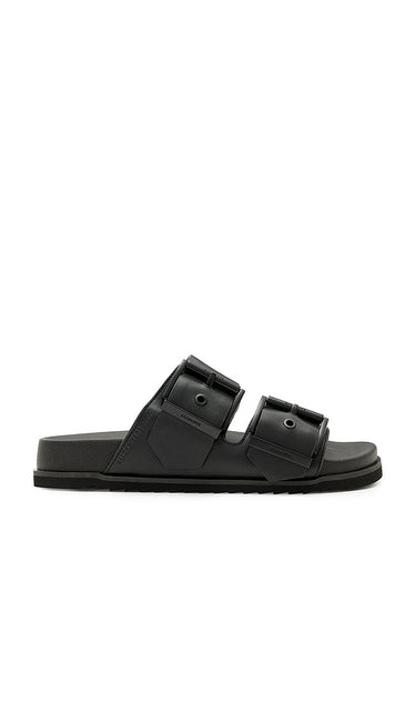 ALLSAINTS Sian Sandal in Black | Black Flat Sandals for Women