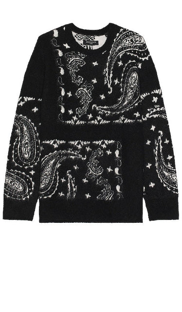 ALLSAINTS Bandana Crew in Black - Pull bandana ALLSAINTS en noir - ALLSAINTS 黑色 Bandana 圆领圆领巾 - ALLSAINTS Bandana Crew in Schwarz - ALLSAINTS 반다나 크루 블랙 색상 - Girocollo con bandana ALLSAINTS in nero