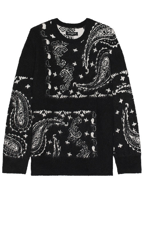 ALLSAINTS Bandana Crew in Black - Pull bandana ALLSAINTS en noir - ALLSAINTS 黑色 Bandana 圆领圆领巾 - ALLSAINTS Bandana Crew in Schwarz - ALLSAINTS 반다나 크루 블랙 색상 - Girocollo con bandana ALLSAINTS in nero