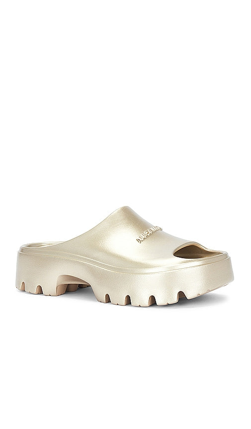ALLSAINTS Eclipse Flatform Slider in Metallic Gold