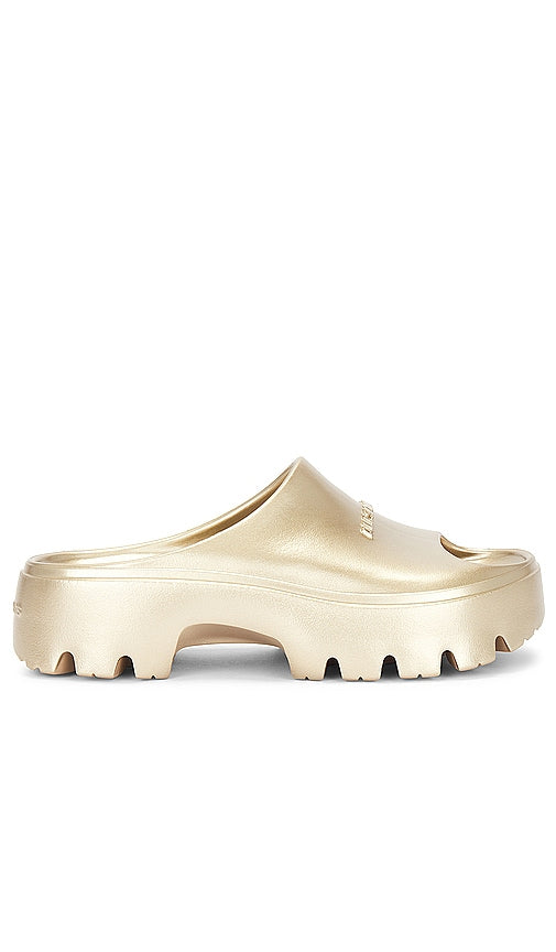 ALLSAINTS Eclipse Flatform Slider in Metallic Gold - ALLSAINTS Eclipse Flatform Slider en Or Métallisé - ALLSAINTS Eclipse 金属金色厚底拖鞋 - ALLSAINTS Eclipse Flatform Slider in Metallic-Gold - 메탈릭 골드 소재의 ALLSAINTS Eclipse 플랫폼 슬라이더 - Slider flatform ALLSAINTS Eclipse in oro metallizzato