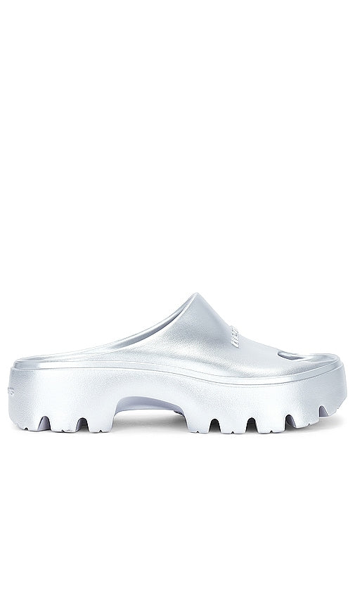ALLSAINTS Eclipse Flatform Slider in Metallic Silver - ALLSAINTS Eclipse Flatform Slider en argent métallisé - ALLSAINTS Eclipse 金属银厚底拖鞋 - ALLSAINTS Eclipse Flatform Slider in Metallic-Silber - 메탈릭 실버 색상의 ALLSAINTS Eclipse 플랫폼 슬라이더 - Slider Flatform ALLSAINTS Eclipse in argento metallizzato