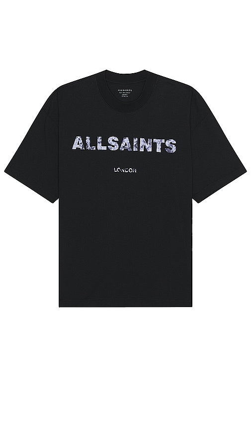 ALLSAINTS Flocker Tee in Black - T-shirt floqué ALLSAINTS en noir - ALLSAINTS 黑色植绒 T 恤 - ALLSAINTS Flocker T-Shirt in Schwarz - ALLSAINTS 플로커 티셔츠 색상 - T-shirt floccata ALLSAINTS in nero