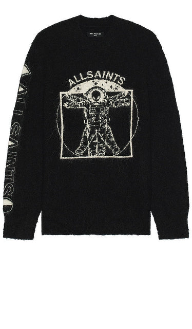 ALLSAINTS Insignia Crew in Black - Pull ras du cou ALLSAINTS Insignia en noir - ALLSAINTS Insignia 黑色圆领衫 - ALLSAINTS Insignia Crew in Schwarz - ALLSAINTS Insignia 크루 블랙 색상 - Equipaggio con insegne ALLSAINTS in nero
