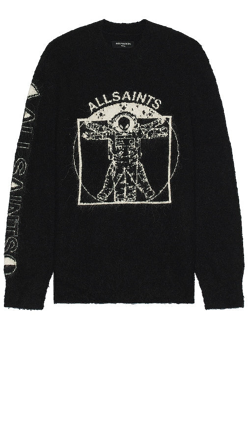 ALLSAINTS Insignia Crew in Black - Pull ras du cou ALLSAINTS Insignia en noir - ALLSAINTS Insignia 黑色圆领衫 - ALLSAINTS Insignia Crew in Schwarz - ALLSAINTS Insignia 크루 블랙 색상 - Equipaggio con insegne ALLSAINTS in nero