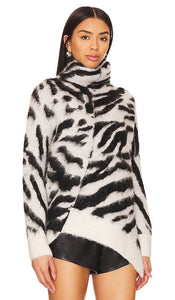 ALLSAINTS Lock Zebra Roll Neck Sweater in White