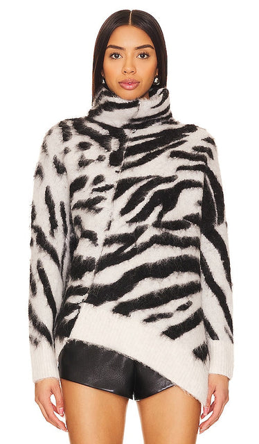 ALLSAINTS Lock Zebra Roll Neck Sweater in White - ALLSAINTS - Pull à col roulé Lock Zebra en blanc - ALLSAINTS 白色 Lock 斑马高领毛衣 - ALLSAINTS Lock Zebra Rollkragenpullover in Weiß - ALLSAINTS Lock Zebra 롤 넥 스웨터화이트 색상 - Maglione collo alto ALLSAINTS Lock Zebra in bianco