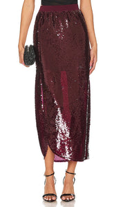 ALLSAINTS Opal Sparkle Skirt in Burgundy