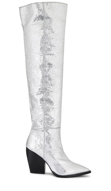 ALLSAINTS Reina Metallic Boot in Metallic Silver - ALLSAINTS Botte métallique Reina en argent métallisé - ALLSAINTS Reina 金属银靴子 - ALLSAINTS Reina Metallic-Stiefel in Metallic-Silber - ALLSAINTS Reina 메탈릭 부츠 메탈릭 실버 소재 - Stivale metallico ALLSAINTS Reina in argento metallizzato