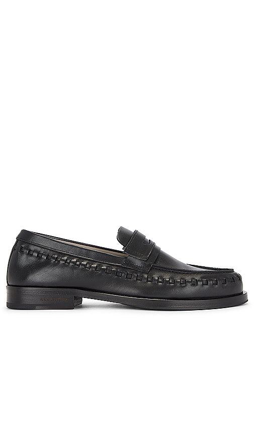 ALLSAINTS Sammy Black Leather Loafer in Black - ALLSAINTS - Sammy - Mocassins en cuir noir - Noir - ALLSAINTS Sammy 黑色皮革乐福鞋 - ALLSAINTS Sammy Schwarzer Leder-Loafer in Schwarz - ALLSAINTS Sammy 블랙 가죽 로퍼블랙 색상 - Mocassino ALLSAINTS Sammy in pelle nera in nero